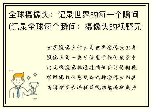 全球摄像头:记录世界的每一个瞬间(记录全球每个瞬间:摄像头的视野无所不及)